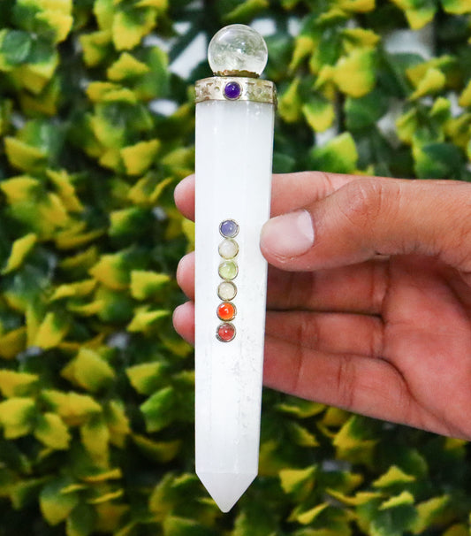 Selenite Chakra Wand Massage,White