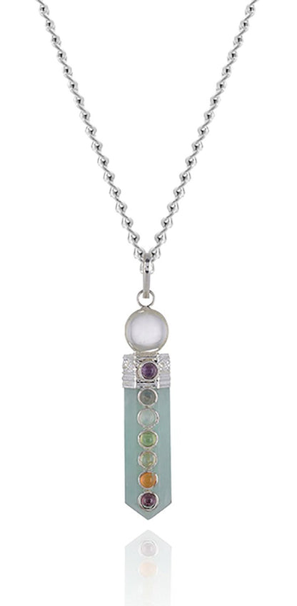 Amazonite Crystal Point Pendant - Seven Chakra