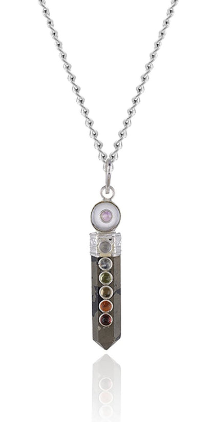 Hematite Crystal Seven Chakra Pendant