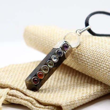 Labradorite - Seven Chakra Pencil Pendant