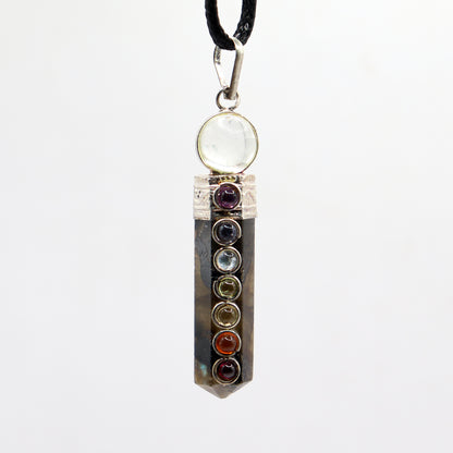 Labradorite - Seven Chakra Pencil Pendant
