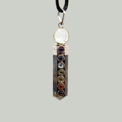 Labradorite - Seven Chakra Pencil Pendant