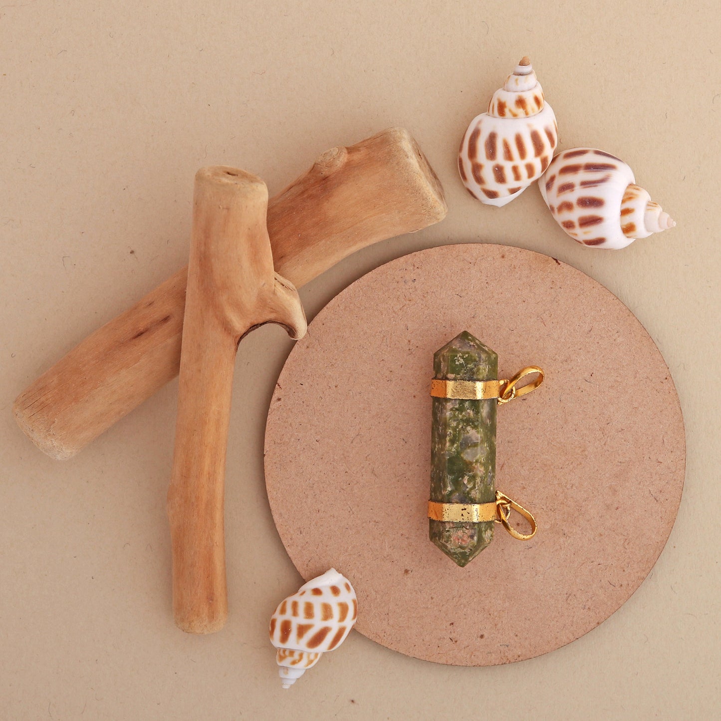 Unakite Double Terminated Pendant