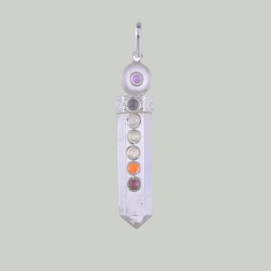 Quartz Sphatik Crystal Pendant - Seven Chakra
