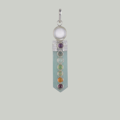 Amazonite Crystal Point Pendant - Seven Chakra