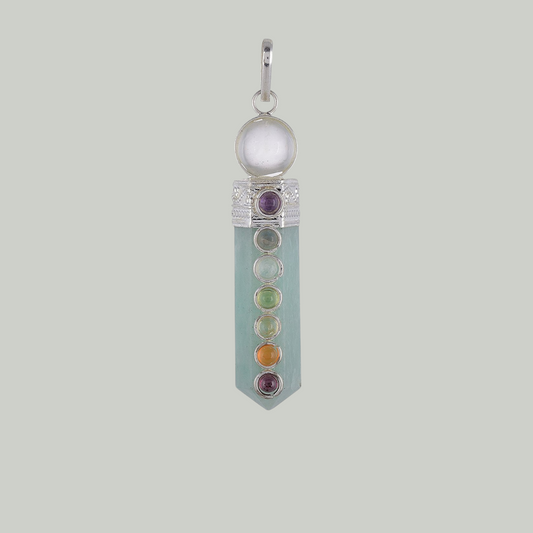 Amazonite Crystal Point Pendant - Seven Chakra