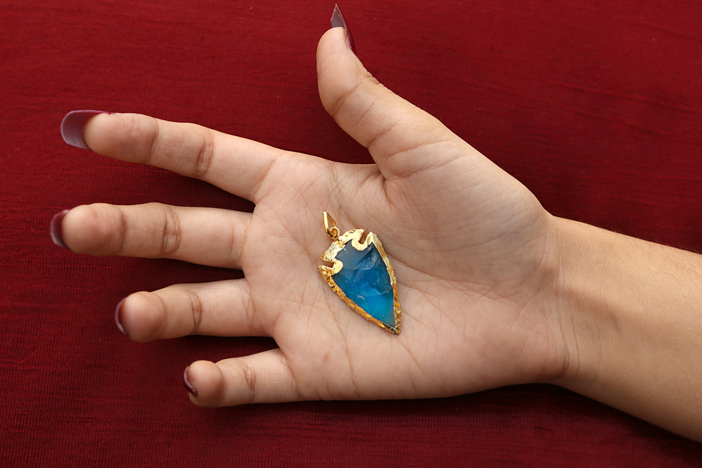 Golden Blue Arrowhead Pendant