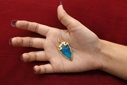 Golden Blue Arrowhead Pendant