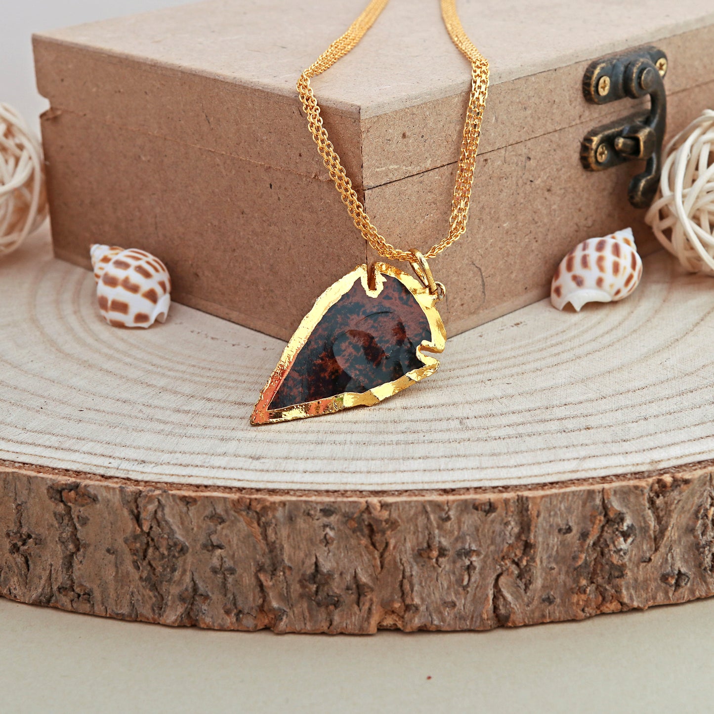 Mahogany Jasper Arrowhead Pendant