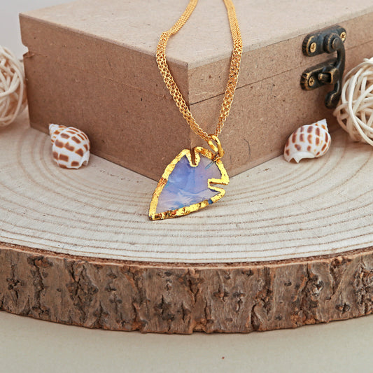 Opalite Raw Arrowhead Pendant