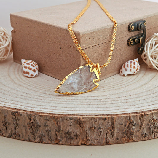 Quartz Crystal Raw Arrowhead Pendant