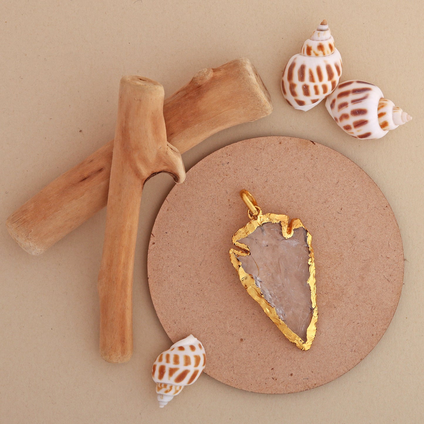 Quartz Crystal Raw Arrowhead Pendant