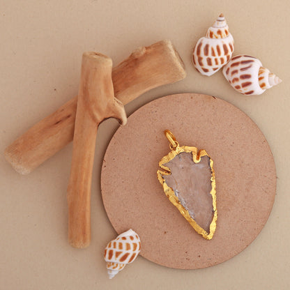 Quartz Crystal Raw Arrowhead Pendant