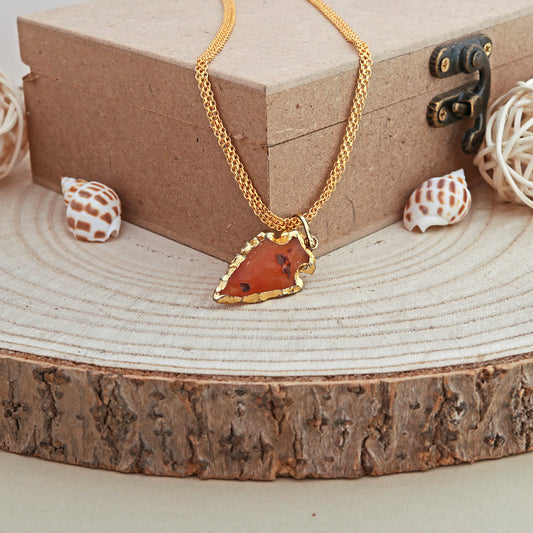 Red Carnelian Raw Arrowhead Pendant