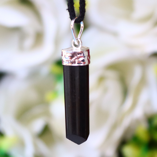 Black Tourmaline Prism Shaped Pendant