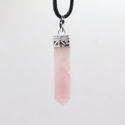 Pink Rose Quartz Bullet Pyped Pendant