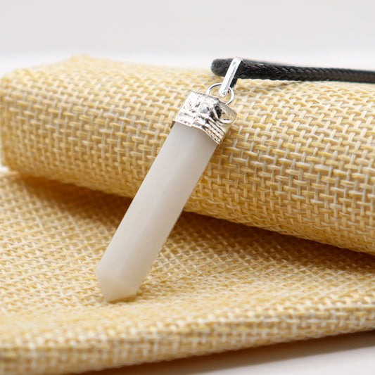 White Quartz Pencil Pendant - Bullet Typed