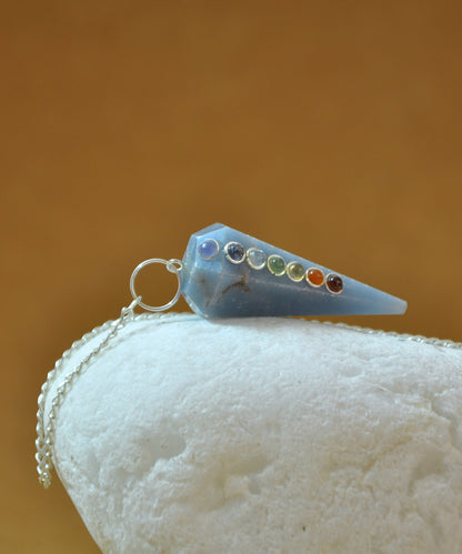 Angelite Seven Chakra Crystal Stone Pendulum Dowser Crystal Pendulum Reiki Healing Crystal