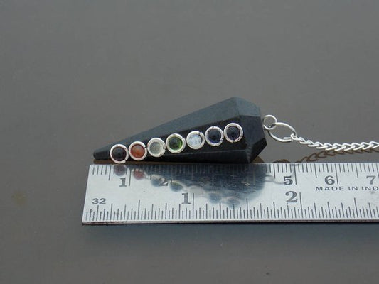 Black Tourmaline Seven Chakra Crystal Stone Pendulum Dowser Crystal Pendulum Reiki Healing Crystal