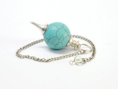 Turquoise Firoza Ball Shaped Stone Pendulum Dowser Crystal Pendulum Reiki Healing Crystal