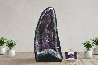 Amethyst Geode cathedral crystal cluster - 11.5(H)X7.4(W)X4.4(L) Inch(19.294Lb)