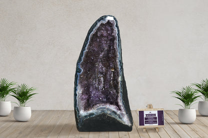 Amethyst Geode cathedral crystal cluster - 11.5(H)X7.4(W)X4.4(L) Inch(19.294Lb)