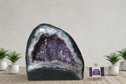 Amethyst Geode cathedral crystal cluster - 9(H)X8.5(W)X5.5(L) Inch(19.294Lb)