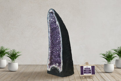 Amethyst Geode cathedral crystal cluster - 22(H)X7(W)X8(L)Inch(39.75Lb)