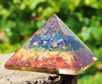 Seven Chakra Orgone Pyramid - Healing Energy Home Decor