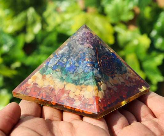 Seven Chakra Orgone Pyramid - Healing Energy Home Decor