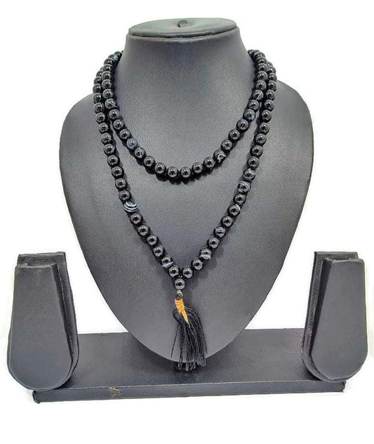 Black Banded(Sulemani) 108 Healing Gemstone Mala Prayer Beads(8mm) Necklace
