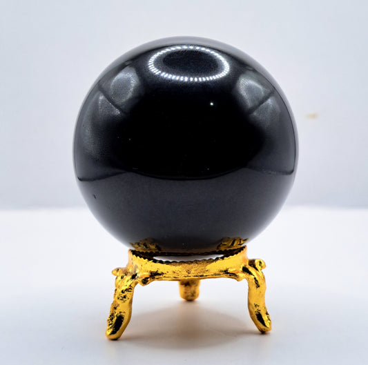 215g 53mm Black Obsidian Sphere Quartz Healing Ball