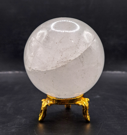 289g 64mm Natural Quartz Ice Crystal Sphere Quartz Healing Ball with Stand