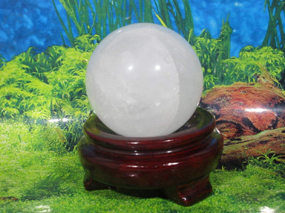 289g 64mm Natural Quartz Ice Crystal Sphere Quartz Healing Ball with Stand