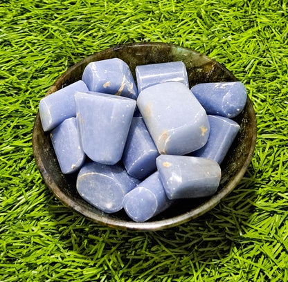 Angelite Tumbled|100GR |5-6Pc| |2.5-3 cm|Healing Tumbled Stones