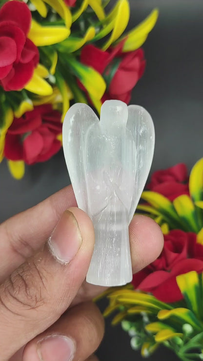 Selenite Angel 2 Inches, Guardian Angels-Pack Of 1 with Velvet Pouch