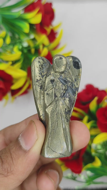 Pyrite Angel 2 Inches, Guardian Angels-Pack Of 1 with Velvet Pouch